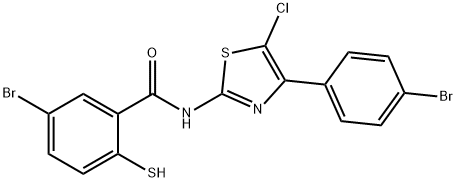 Benzamide, 5-bromo-N-[4-(4-bromophenyl)-5-chloro-2-thiazolyl]-2-mercapto- Structural