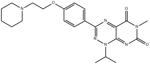 Pyrimido[5,4-e]-1,2,4-triazine-5,7(1H,6H)-dione, 6-methyl-1-(1-methylethyl)-3-[4-[2-(1-piperidinyl)ethoxy]phenyl]- Structural