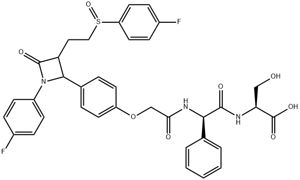L-Serine, (2R)-N-[[4-[1-(4-fluorophenyl)-3-[2-[(4-fluorophenyl)sulfinyl]ethyl]-4-oxo-2-azetidinyl]phenoxy]acetyl]-2-phenylglycyl- (9CI) Structural