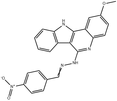 Benzaldehyde, 4-nitro-, 2-(2-methoxy-11H-indolo[3,2-c]quinolin-6-yl)hydrazone Structural