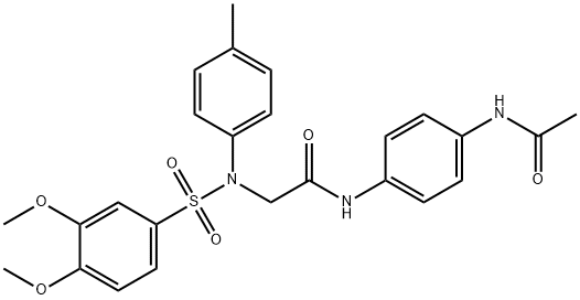 N-[4-(acetylamino)phenyl]-N~2~-[(3,4-dimethoxyphenyl)sulfonyl]-N~2~-(4-methylphenyl)glycinamide Structural