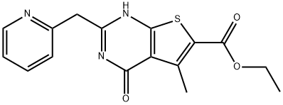 Thieno[2,3-d]pyrimidine-6-carboxylic acid, 1,4-dihydro-5-methyl-4-oxo-2-(2-pyridinylmethyl)-, ethyl ester Structural
