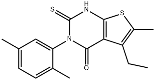 Thieno[2,3-d]pyrimidin-4(1H)-one, 3-(2,5-dimethylphenyl)-5-ethyl-2,3-dihydro-6-methyl-2-thioxo- Structural