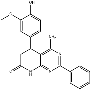Pyrido[2,3-d]pyrimidin-7(6H)-one, 4-amino-5,8-dihydro-5-(4-hydroxy-3-methoxyphenyl)-2-phenyl- Structural