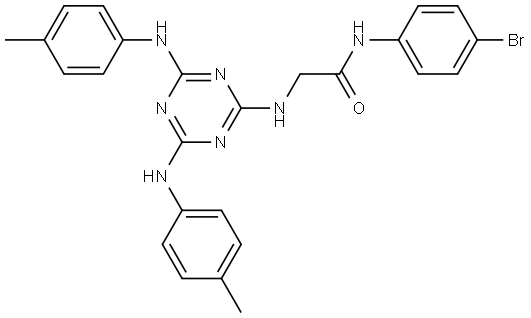 N~2~-{4,6-bis[(4-methylphenyl)amino]-1,3,5-triazin-2-yl}-N-(4-bromophenyl)glycinamide Structural
