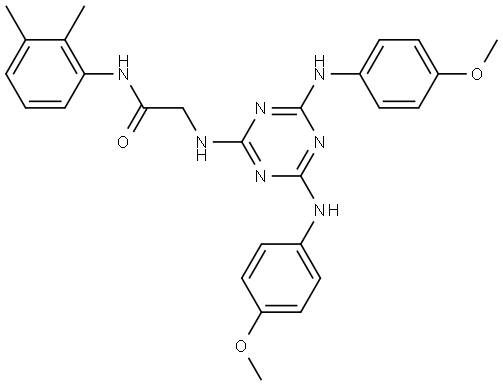 N~2~-{4,6-bis[(4-methoxyphenyl)amino]-1,3,5-triazin-2-yl}-N-(2,3-dimethylphenyl)glycinamide Structural