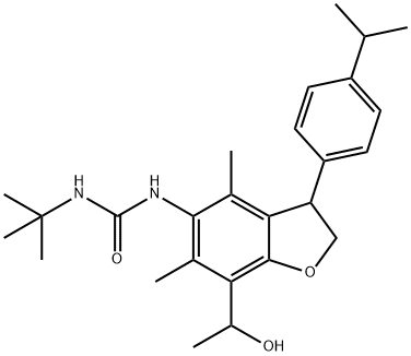 Urea, N-[2,3-dihydro-7-(1-hydroxyethyl)-4,6-dimethyl-3-[4-(1-methylethyl)phenyl]-5-benzofuranyl]-N'-(1,1-dimethylethyl)- Structural