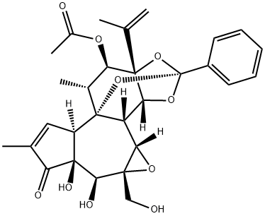 6H-2,8b-Epoxyoxireno[6,7]azuleno[5,4-e]-1,3-benzodioxol-6-one, 10-(acetyloxy)-3a,3b,3c,4a,5,5a,8a,9,10,10a-decahydro-5,5a-dihydroxy-4a-(hydroxymethyl)-7,9-dimethyl-10a-(1-methylethenyl)-2-phenyl-, (2S,3aR,3bS,3cS,4aR,5S,5aS,8aR,8bR,9R,10R,10aS)- Structural