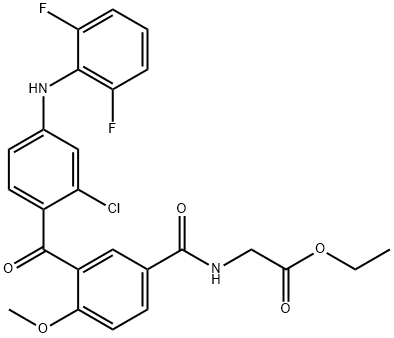 Glycine, N-[3-[2-chloro-4-[(2,6-difluorophenyl)amino]benzoyl]-4-methoxybenzoyl]-, ethyl ester Structural