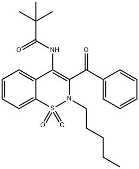 N-(3-benzoyl-1,1-dioxo-2-pentyl-1$l^{6},2-benzothiazin-4-yl)-2,2-dimethylpropanamide Structural