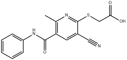 Acetic acid, 2-[[3-cyano-6-methyl-5-[(phenylamino)carbonyl]-2-pyridinyl]thio]- Structural