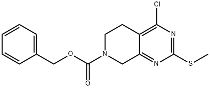Pyrido[3,4-d]pyrimidine-7(6H)-carboxylic acid, 4-chloro-5,8-dihydro-2-(methylthio)-, phenylmethyl ester Structural