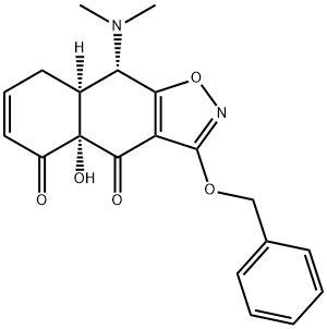 Naphth[2,3-d]isoxazole-4,5(4aH,8H)-dione, 9-(dimethylamino)-8a,9-dihydro-4a-hydroxy-3-(phenylmethoxy)-, (4aS,8aS,9S)- Structural