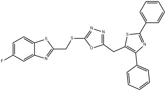 Benzothiazole, 2-[[[5-[(2,4-diphenyl-5-thiazolyl)methyl]-1,3,4-oxadiazol-2-yl]thio]methyl]-5-fluoro- Structural