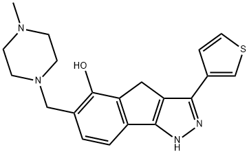 Indeno[1,2-c]pyrazol-5-ol, 1,4-dihydro-6-[(4-methyl-1-piperazinyl)methyl]-3-(3-thienyl)- Structural