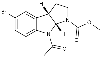 Pyrrolo[2,3-b]indole-1(2H)-carboxylic acid, 8-acetyl-5-bromo-3,3a,8,8a-tetrahydro-, methyl ester, (3aR,8aR)-rel- Structural