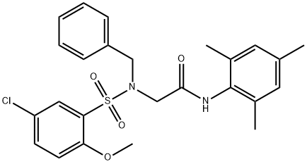 N~2~-benzyl-N~2~-[(5-chloro-2-methoxyphenyl)sulfonyl]-N-(2,4,6-trimethylphenyl)glycinamide Structural