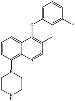 Quinoline, 4-(3-fluorophenoxy)-3-methyl-8-(1-piperazinyl)- Structural