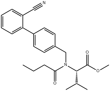 L-Valine, N-[(2'-cyano[1,1'-biphenyl]-4-yl)methyl]-N-(1-oxobutyl)-, methyl ester Structural