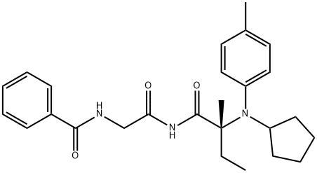 N-(phenylcarbonyl)glycyl-N-cyclopentyl-N~2~-(4-methylphenyl)isovalinamide Structural