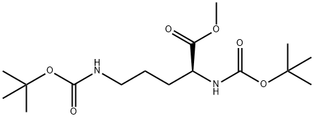 L-Ornithine, N2,N5-bis[(1,1-dimethylethoxy)carbonyl]-, methyl ester Structural