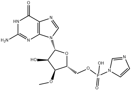 Guanosine, 3'-O-methyl-, 5'-(hydrogen P-1H-imidazol-1-ylphosphonate) Structural