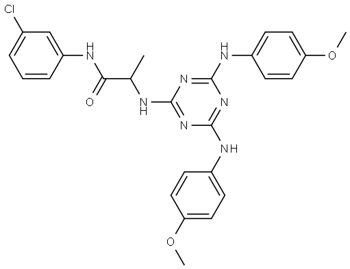 N~2~-{4,6-bis[(4-methoxyphenyl)amino]-1,3,5-triazin-2-yl}-N-(3-chlorophenyl)alaninamide Structural