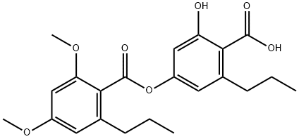 Benzoic acid, 2,4-dimethoxy-6-propyl-, 4-carboxy-3-hydroxy-5-propylphenyl ester Structural