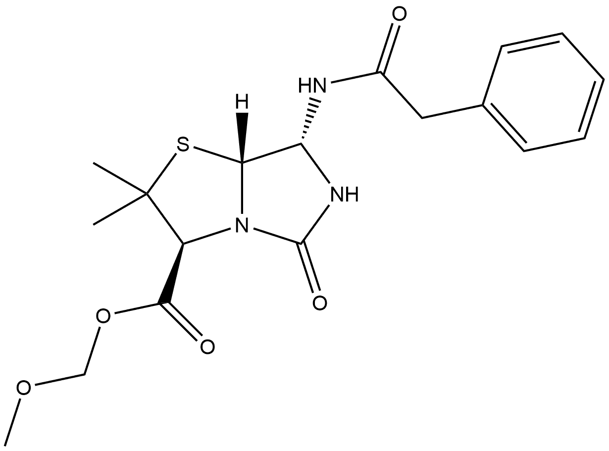 Imidazo[5,1-b]thiazole-3-carboxylic acid, hexahydro-2,2-dimethyl-5-oxo-7-[(phenylacetyl)amino]-, methoxymethyl ester, [3S-(3α,7β,7aα)]- (9CI) Structural