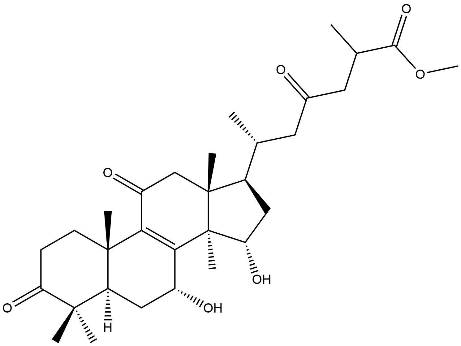Lanost-8-en-26-oic acid, 7,15-dihydroxy-3,11,23-trioxo-, methyl ester, (7α,15α)- (9CI) Structural