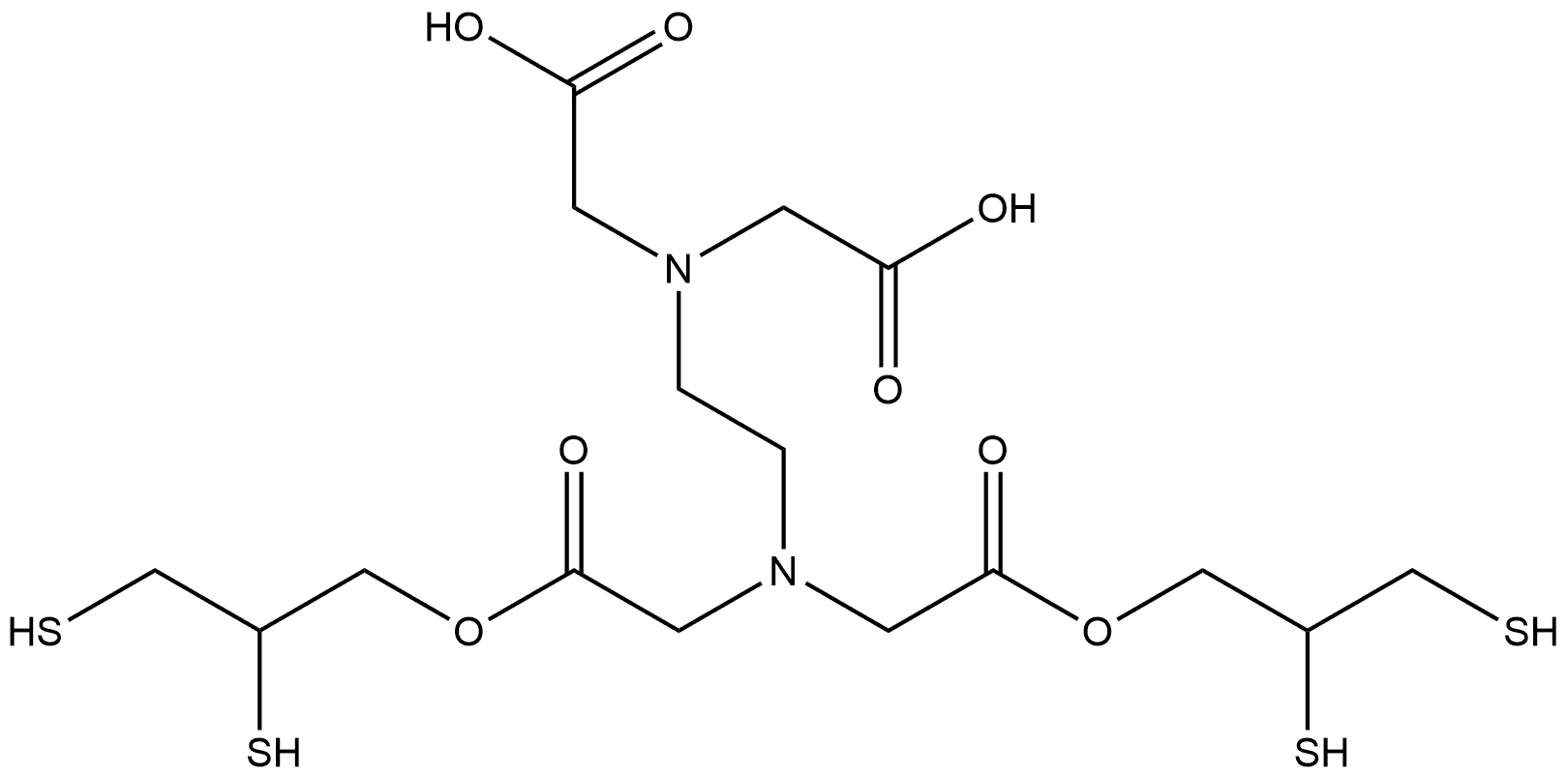 Glycine, N,N'-1,2-ethanediylbis[N-(carboxymethyl)-, bis(2,3-dimercaptopropyl) ester (9CI) Structural