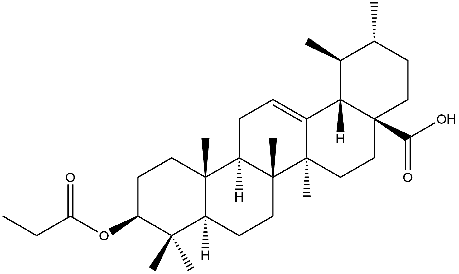 Urs-12-en-28-oic acid, 3-(1-oxopropoxy)-, (3β)- Structural