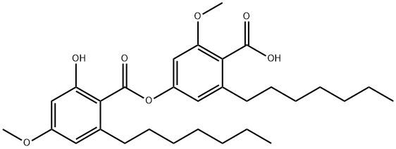 Benzoic acid, 2-heptyl-4-[(2-heptyl-6-hydroxy-4-methoxybenzoyl)oxy]-6-methoxy- Structural