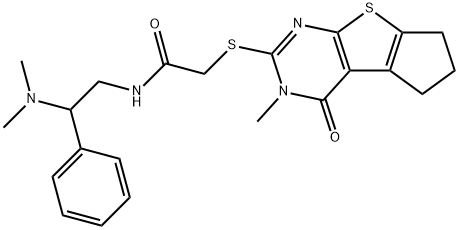 Acetamide, N-?[2-?(dimethylamino)?-?2-?phenylethyl]?-?2-?[(4,?5,?6,?7-?tetrahydro-?3-?methyl-?4-?oxo-?3H-?cyclopenta[4,?5]?thieno[2,?3-?d]?pyrimidin-?2-?yl)?thio]?- Structural