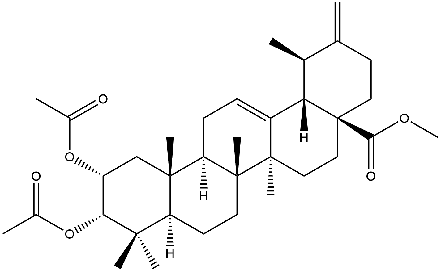 Ursa-12,20(30)-dien-28-oic acid, 2,3-bis(acetyloxy)-, methyl ester, (2α,3α)- (9CI) Structural
