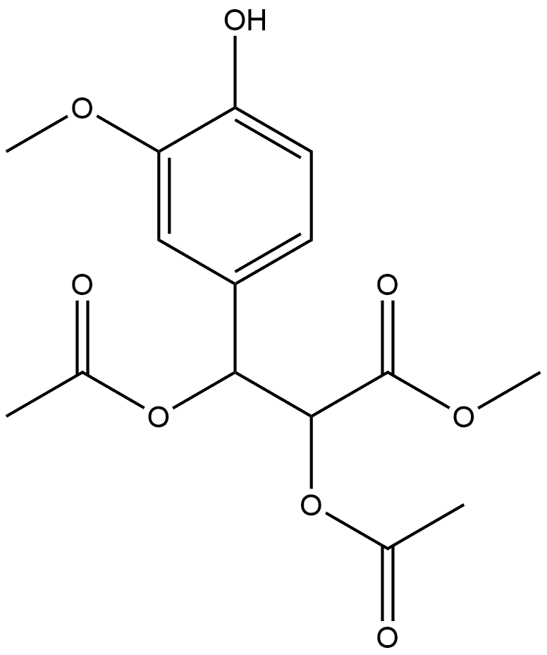 Benzenepropanoic acid, α,β-bis(acetyloxy)-4-hydroxy-3-methoxy-, methyl ester Structural
