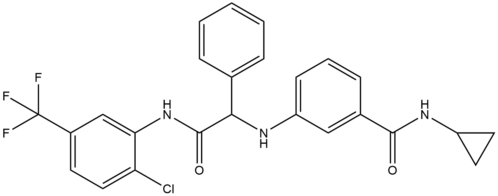 Benzeneacetamide, N-[2-chloro-5-(trifluoromethyl)phenyl]-α-[[3-[(cyclopropylamino)carbonyl]phenyl]amino]- Structural