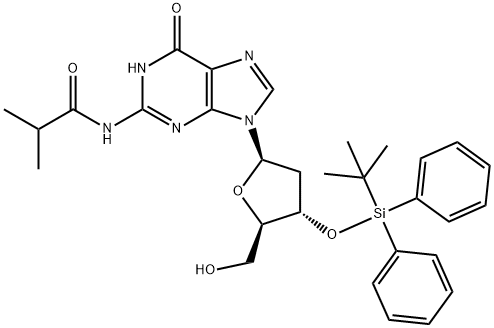 Guanosine, 2'-deoxy-3'-O-[(1,1-dimethylethyl)diphenylsilyl]-N-(2-methyl-1-oxopropyl)- Structural