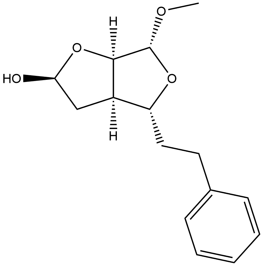 Furo[3,4-b]furan-2-ol, hexahydro-6-methoxy-4-(2-phenylethyl)-, [2S-(2α,3aβ,4β,6β,6aβ)]- (9CI) Structural