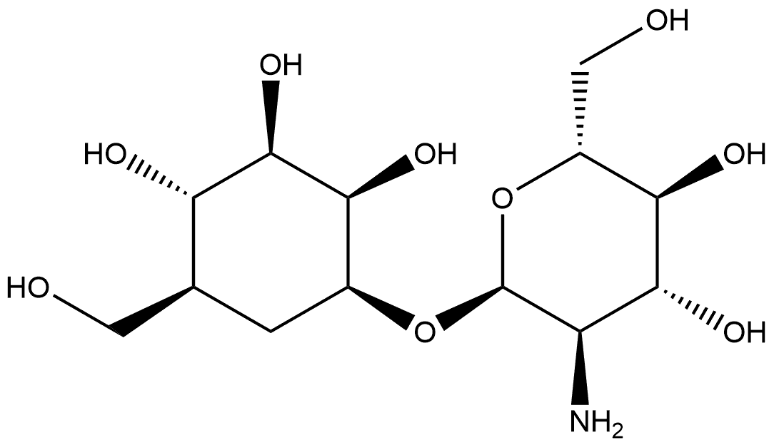 D-epi-Inositol, 3-O-(2-amino-2-deoxy-α-D-glucopyranosyl)-4,5-dideoxy-5-(hydroxymethyl)- (9CI) Structural