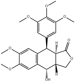 Naphtho[2,3-c]furan-1(3H)-one, 3a,4,9,9a-tetrahydro-4-hydroxy-6,7-dimethoxy-9-(3,4,5-trimethoxyphenyl)-, (3aR,4S,9R,9aR)- Structural