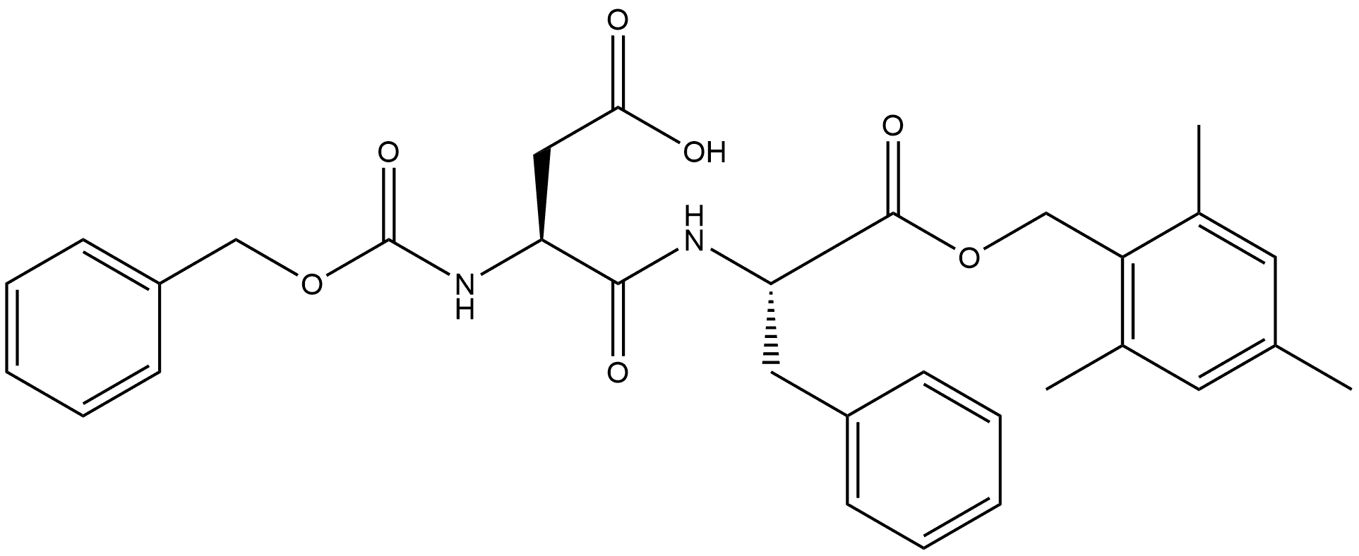 L-Phenylalanine, N-[N-[(phenylmethoxy)carbonyl]-L-α-aspartyl]-, 1-[(2,4,6-trimethylphenyl)methyl] ester (9CI) Structural