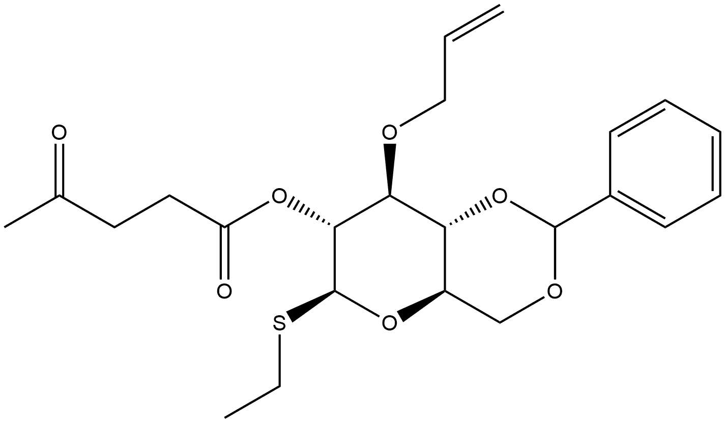 Ethyl 3-O-allyl-4,6-O-benzylidene-2-O-levulinoyl-1-thio-β-D-glucopyranoside Structural