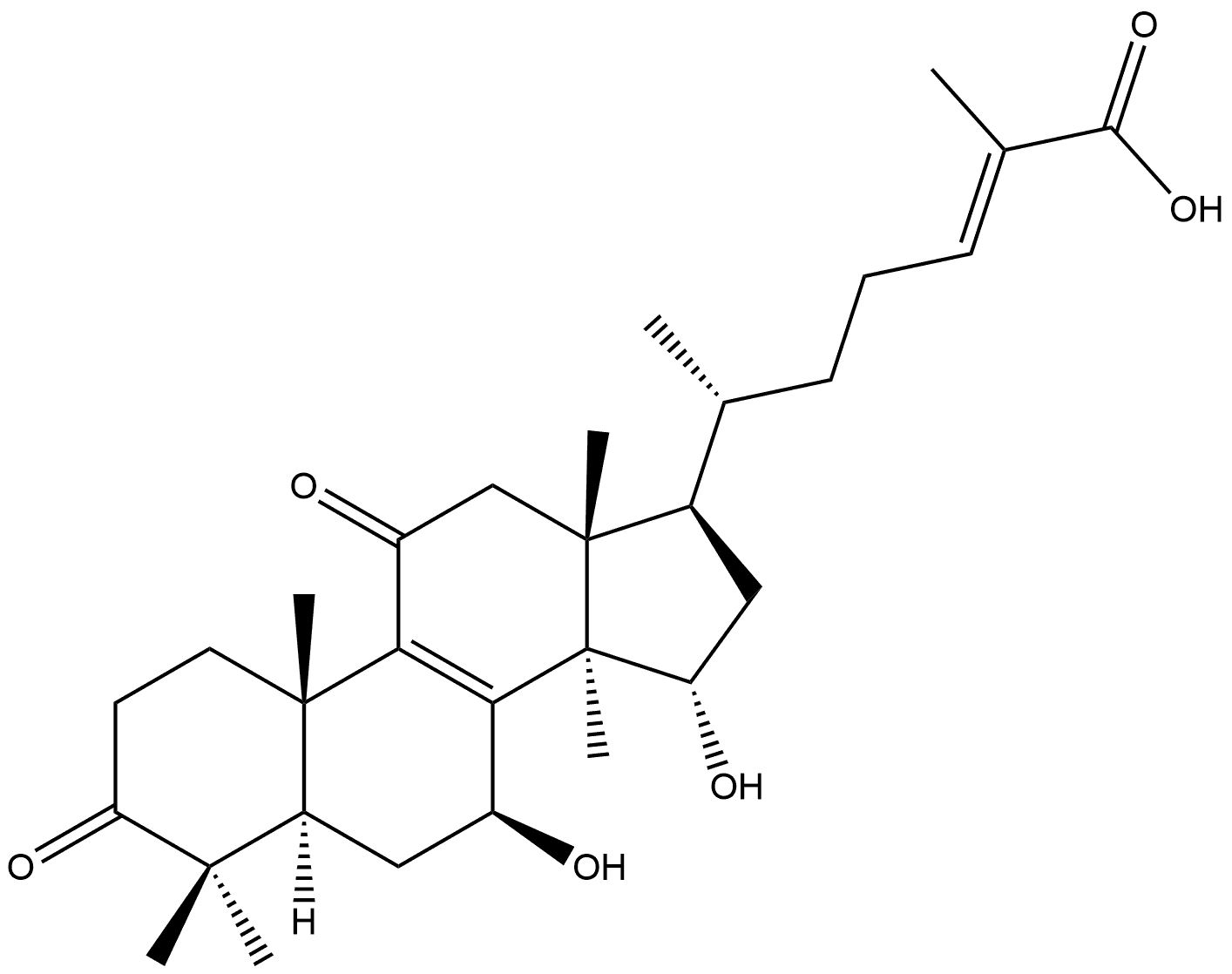 Lanosta-8,24-dien-26-oic acid, 7,15-dihydroxy-3,11-dioxo-, (7β,15α,24E)- Structural