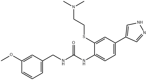 Urea, N-[2-[[2-(dimethylamino)ethyl]thio]-4-(1H-pyrazol-4-yl)phenyl]-N'-[(3-methoxyphenyl)methyl]- Structural