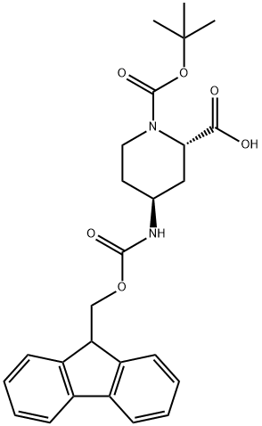 rel-(2S,4S)-4-((((9H-fluoren-9-yl)methoxy)carbonyl)amino)-1-(tert-butoxycarbonyl)piperidine-2-carboxylic acid Structural