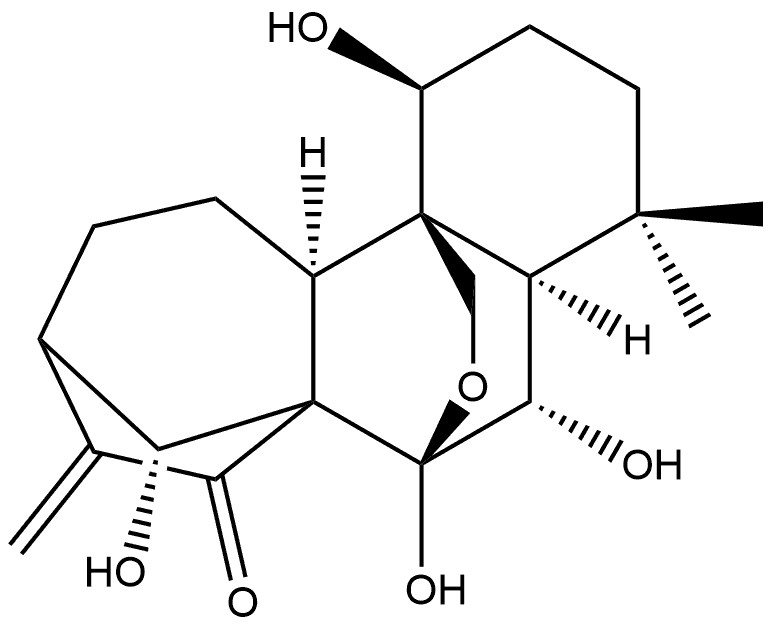 Kaur-16-en-15-one, 7,20-epoxy-1,6,7,14-tetrahydroxy-, (1α,6β,7β,8ξ,13ξ,14R)- Structural