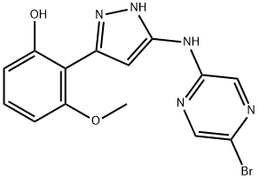 Phenol, 2-[5-[(5-bromo-2-pyrazinyl)amino]-1H-pyrazol-3-yl]-3-methoxy- Structural