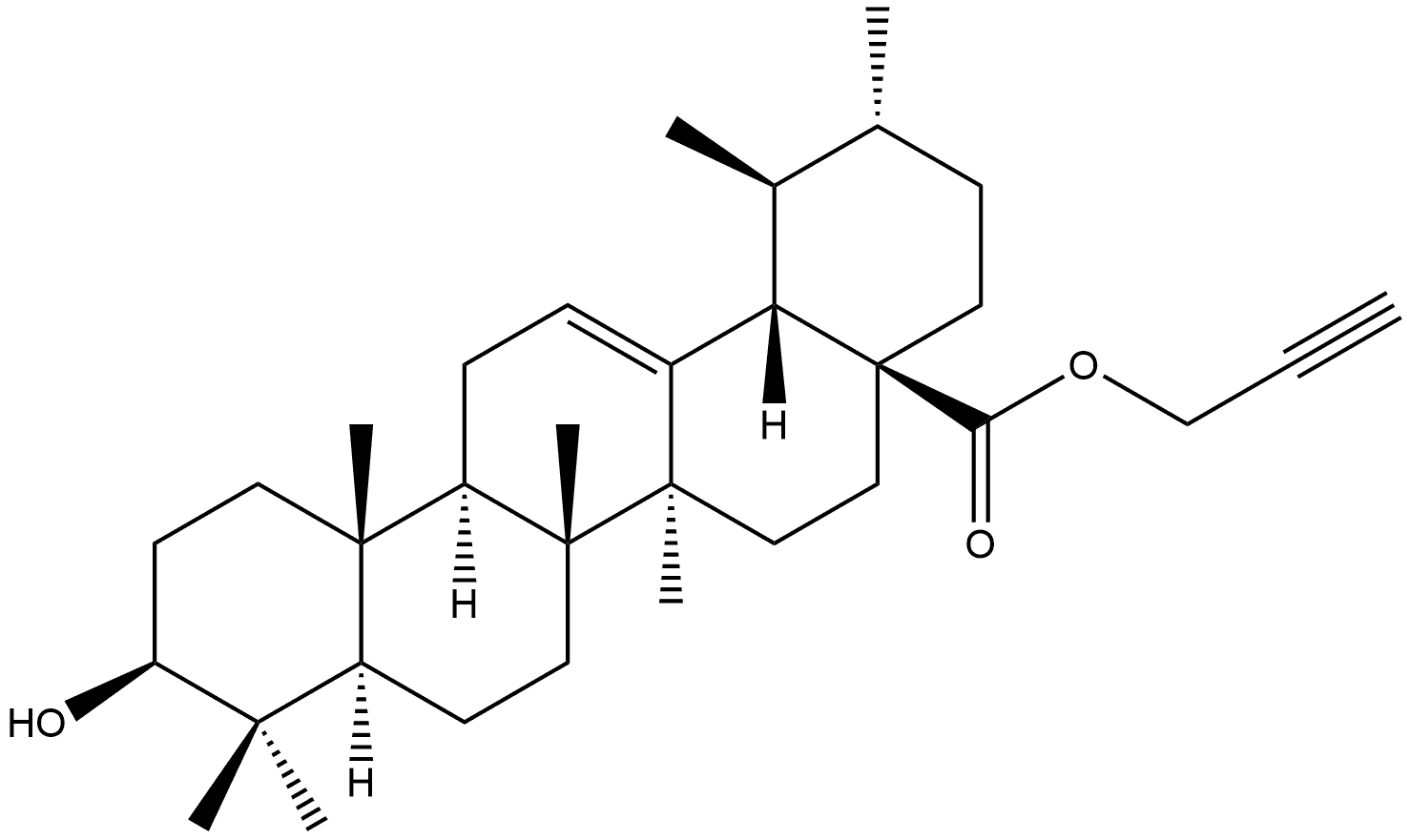 Urs-12-en-28-oic acid, 3-hydroxy-, 2-propyn-1-yl ester, (3β)- Structural