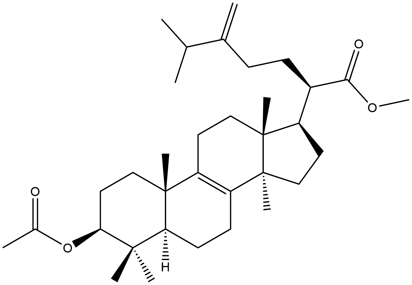 Lanost-8-en-21-oic acid, 3β-hydroxy-24-methylene-, methyl ester, acetate (7CI,8CI) Structural